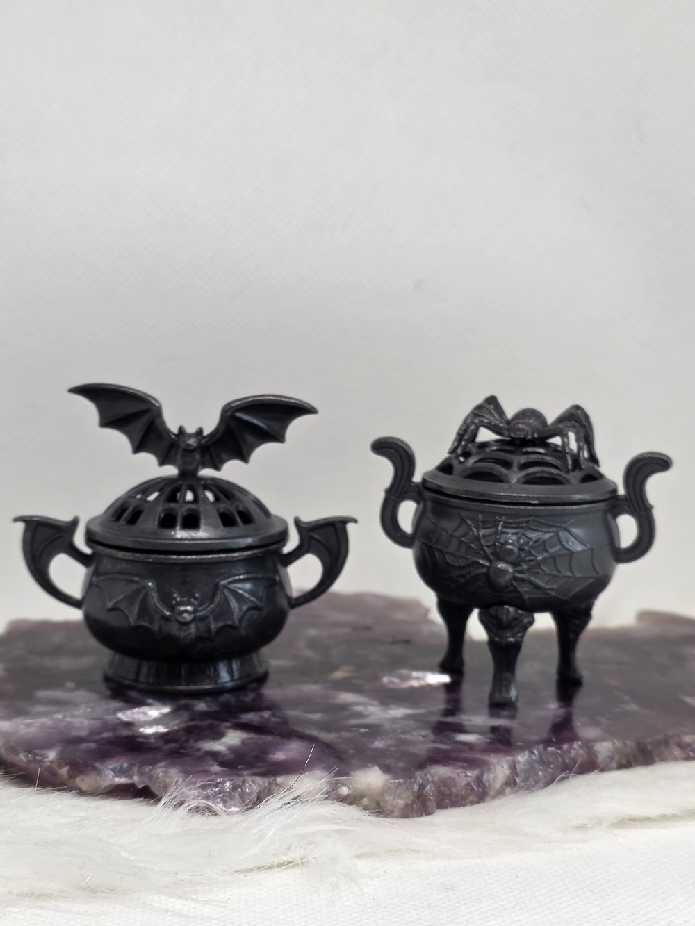 Mini Gothic Incense Burner | Bat or Spider Cauldron | Halloween Decor | Metal